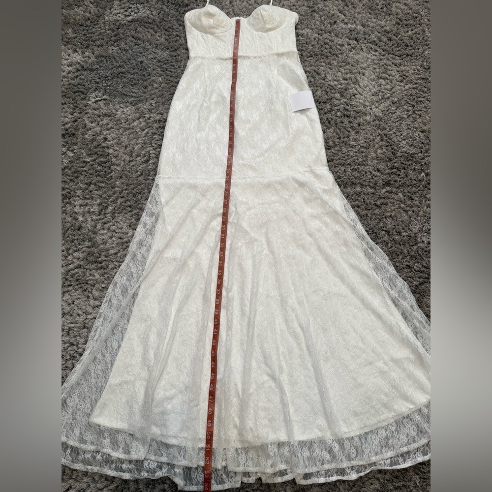 Lulus White Lace Bustier Maxi Dress – Size L – Stretch Fit Bridal Gown – New - Picture 14 of 16